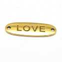 Tussenstuk, goud, LOVE, 34 x 12 mm (3 st.)