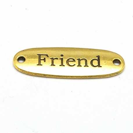 Tussenstuk, goud, FRIEND, 34 x 12 mm (3 st.)