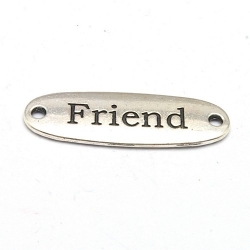 Tussenstuk, antique zilver, FRIEND, 34 x 12 mm (3 st.)