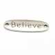 Tussenstuk, antique zilver, BELIEVE, 34 x 12 mm (3 st.)