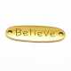 Tussenstuk, goud, BELIEVE, 34 x 12 mm (3 st.)