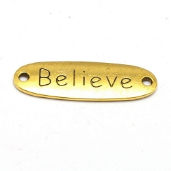 Tussenstuk, goud, BELIEVE, 34 x 12 mm (3 st.)