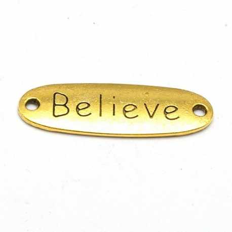 Tussenstuk, goud, BELIEVE, 34 x 12 mm (3 st.)