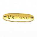 Tussenstuk, goud, BELIEVE, 34 x 12 mm (3 st.)