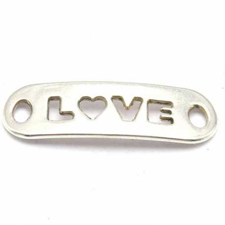 DQ tussenstuk quote zilver LOVE 25 x 8 mm (2 st.)