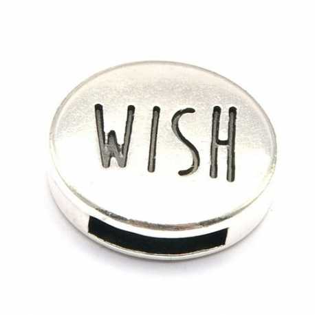 DQ leerschuiver, zilver, WISH, 18 mm, opening 10 x 2 mm (1 st.)