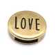 DQ leerschuiver, antique goud, LOVE, 18 mm, opening 10 x 2 mm (1 st.)