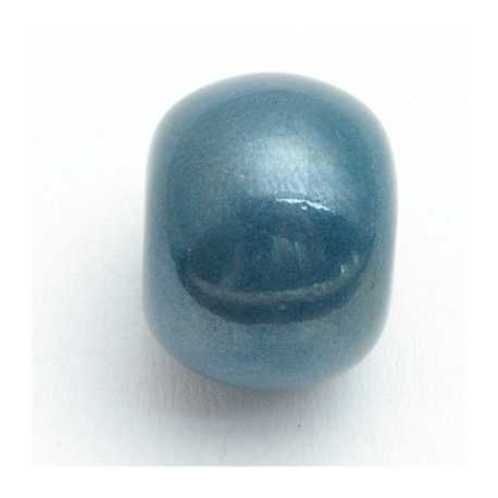 Keramiek kraal, donut, metallic petrol, 14 x 18 mm (3 st.)