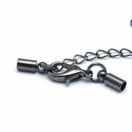 Eindkapje met karabijnslotje, blackplated, 8 x 3 mm, binnenmaat 2,5 mm (5 st.)