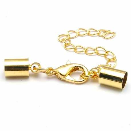 Eindkapje met karabijnslotje, goud, 10 x 5 mm, binnenmaat 4,5 mm (5 st.)