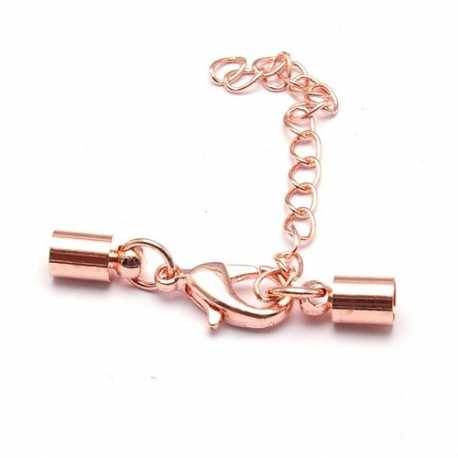 Eindkapje met karabijnslotje, roségoud, 8 x 4 mm, binnenmaat 3,5 mm (5 st.)