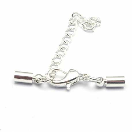 Eindkapje met karabijnslotje, zilver, 8 x 3 mm, binnenmaat 2,5 mm (5 st.)