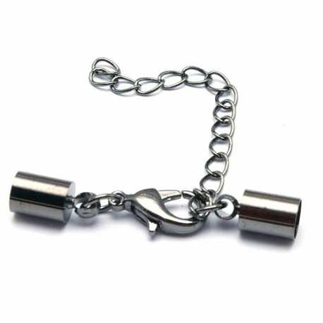 Eindkapje met karabijnslotje, black plated, 10 x 5 mm, binnenmaat 4,5 mm (5 st.)