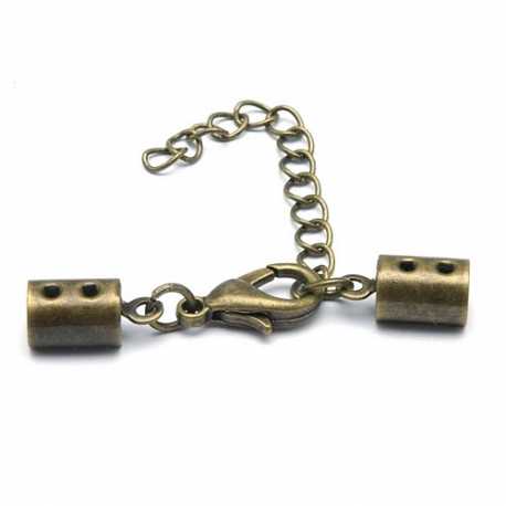 Veterklem met karabijnslotje, antique goud, 10 x 5 mm, binnenmaat 4,5 mm (5 st.)