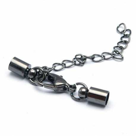 Eindkapje met karabijnslotje, blackplated, 8 x 4 mm, binnenmaat 3,5 mm (5 st.)