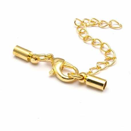 Eindkapje met karabijnslotje, goud, 8 x 3 mm, binnenmaat 2,5 mm (5 st.)