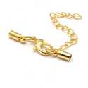 Eindkapje met karabijnslotje, goud, 8 x 3 mm, binnenmaat 2,5 mm (5 st.)
