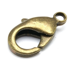 Karabijnslot, antique goud, 14 mm (5 st.)