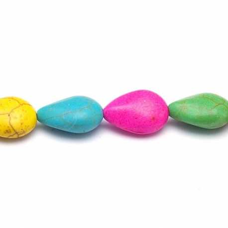 Gekleurd Turquoise kraal, druppel, mix, 13 x 10 mm (ca. 29 st.)