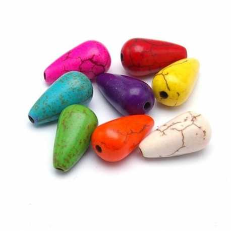 Gekleurd Turquoise kraal, druppel, mix, 14 x 8 mm (ca. 28 st.)