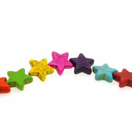 Gekleurd Turquoise kraal, ster, mix, 20 mm (ca. 24 st.)