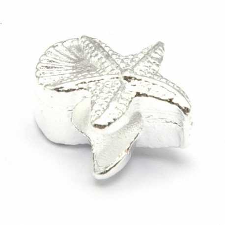 DQ metaal, leerschuiver, zilver, zeester, 14 mm, rijggat 4 mm (5 st.)