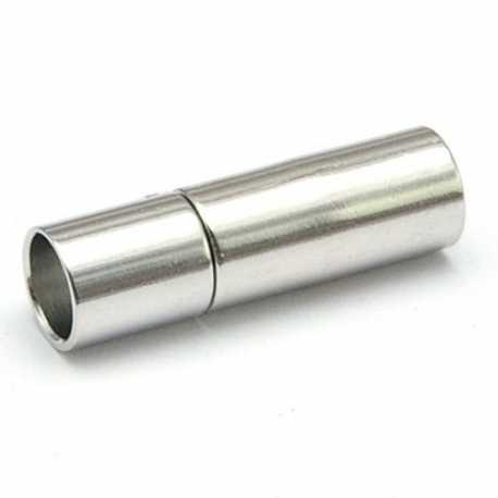 DQ Metaal, leerkapjes met slotje, zilver, 16 x 4 mm (3 st.)