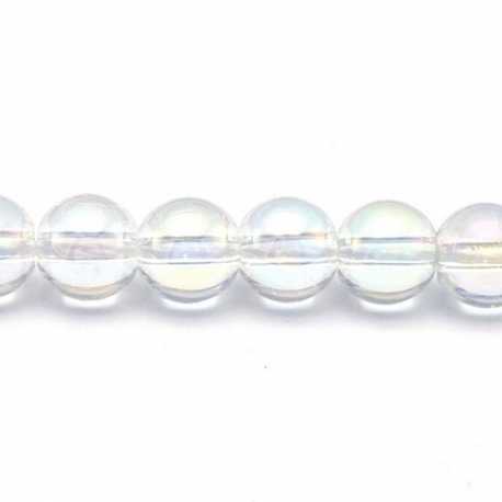 Luster kraal, rond, transparant, 6 mm (10 st.)