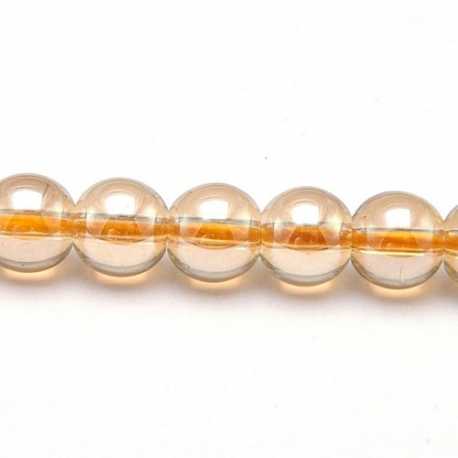 Luster kraal, rond, licht amber, 8 mm (10 st.)