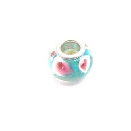 Glaskraal met groot rijggat, metalen kern, blauw, 9x12 mm (1 st)