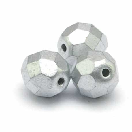 Tsjechisch glas, kraal, rond, facet, Silver, 8 mm (22 st.)