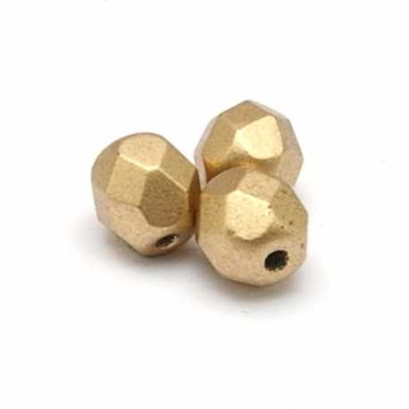 Tsjechisch glas, kraal, rond, facet, Jett Matt Bronze Yellow, 6 mm (18 st.)