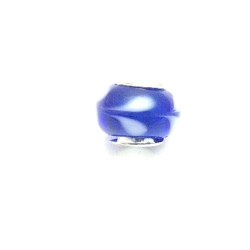 Glaskraal met groot rijggat, metalen kern, blauw, 9x14 mm (1 st)