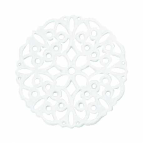 Verdeler- tussenstuk, filligrain, rond, wit, 20 mm (2 st.)
