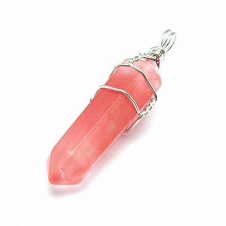 Halfedelsteen hanger Cherry Quartz, 42 mm (1 st.)