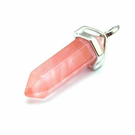 Halfedelsteen hanger Cherry Quartz, 42 mm (1 st.)