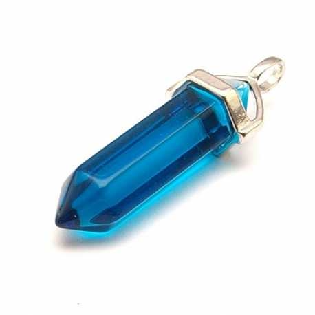 Halfedelsteen hanger blauw, 42 mm (1 st.)