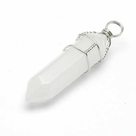 Halfedelsteen hanger Rozekwarts 42 mm (1 st.)