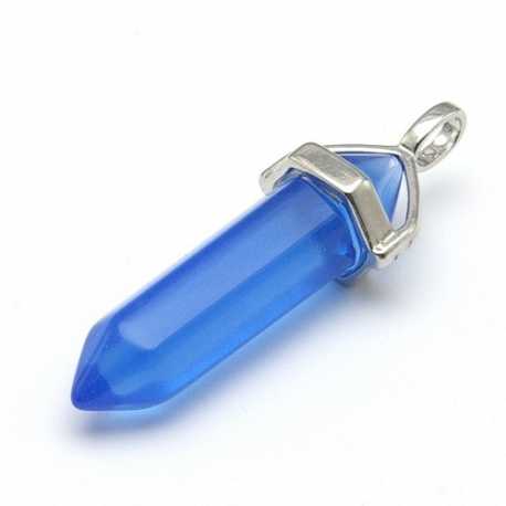 Halfedelsteen hanger blauw, 42 mm (1 st.)