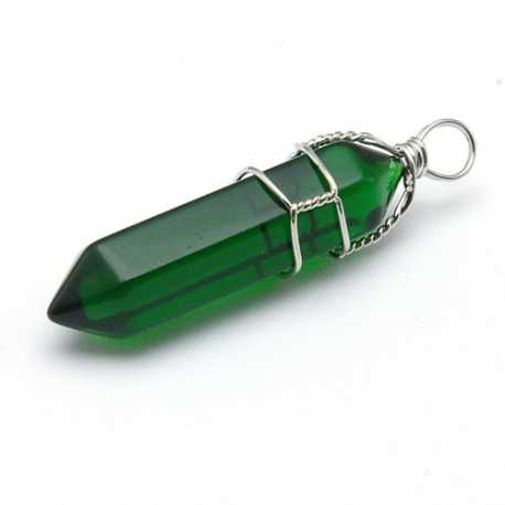 Halfedelsteen hanger donkergroen, 42 mm (1 st.)