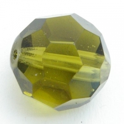 Glaskraal, rond met facetten, groen, 18 mm (5 st.)
