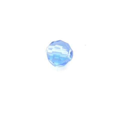 Glaskraal, rond met facetten, blauw, 6 mm (10 st.)