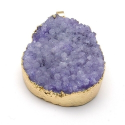 Halfedelsteen hanger lila goud (1 st.)