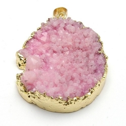 Halfedelsteen hanger roze goud (1 st.)