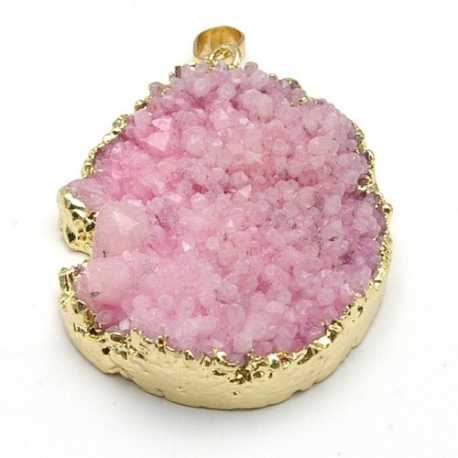 Halfedelsteen hanger roze goud (1 st.)