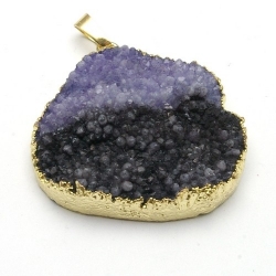 Halfedelsteen hanger lila/antraciet goud (1 st.)