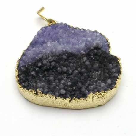 Halfedelsteen hanger lila/antraciet goud (1 st.)