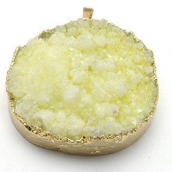 Halfedelsteen hanger lichtgeel/groen goud (1 st.)