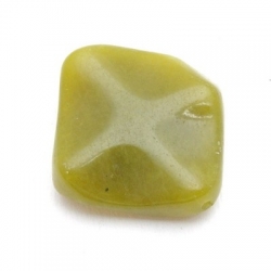 Halfedelsteen kraal, Jade, vierkant met twist, plat, 25 mm (3 st.)