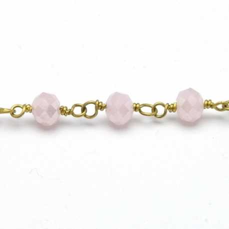 Jasseron ketting kralen goud roze AB 5x6 mm (1 mtr.)